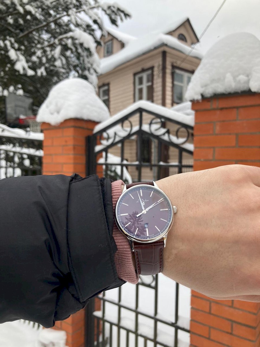 Мужские часы L`Duchen Vintage D 821.12.38, механизм кварцевый, циферблат коричневый, браслет кожа — Изображение 5